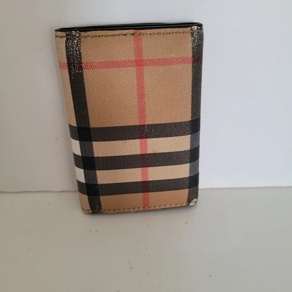 Burberry Nova Check Canvas 6 Key Holder Case Wallet Tan Black Silver Tone